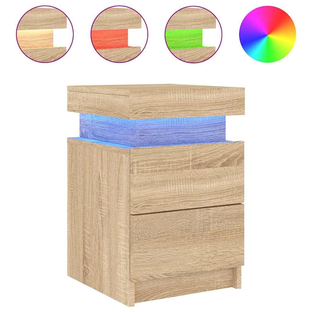 Thumbnail - vidaXL Nachttisch mit LED-Leuchten Sonoma-Eiche 35x39x55 cm