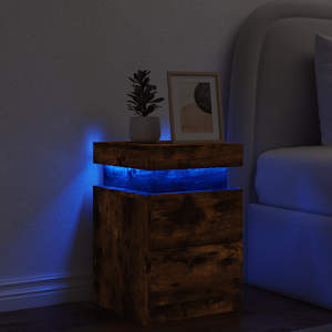 Noční stolek s LED osvětlením kouřový dub 35 x 39 x 55 cm - obrázek 4