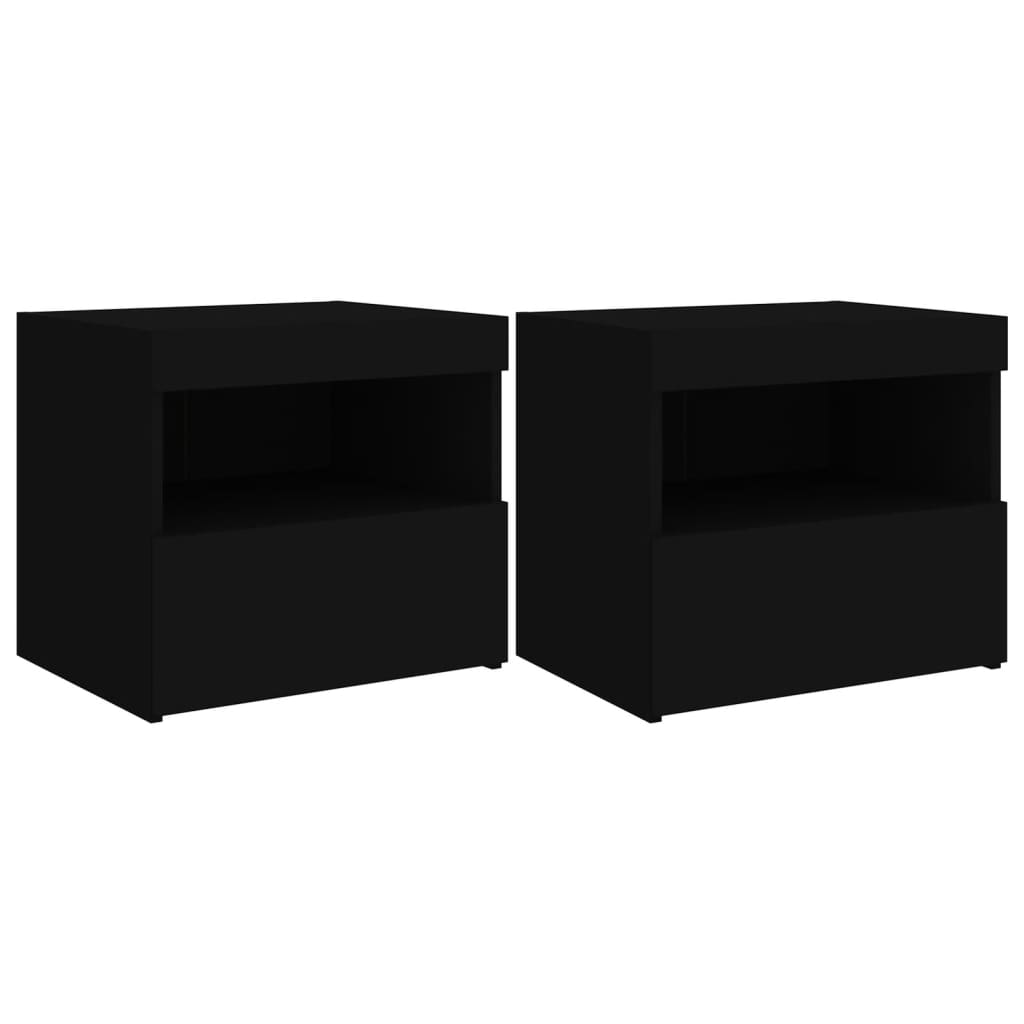 vidaXL Noční stolky s LED osvětlením 2 ks černé 50 x 40 x 45 cm