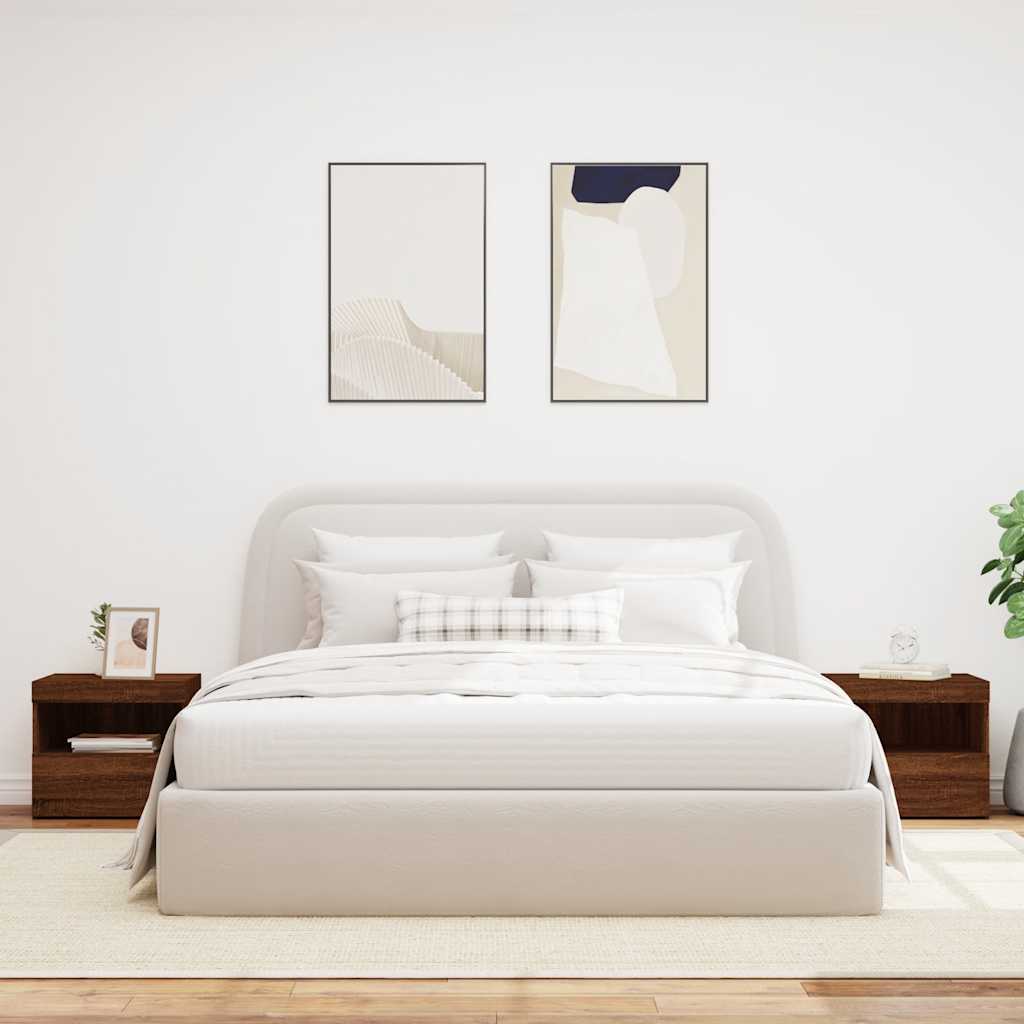 Thumbnail - vidaXL Nachttische mit LED-Leuchten 2 Stk. Braun Eiche 50x40x45 cm