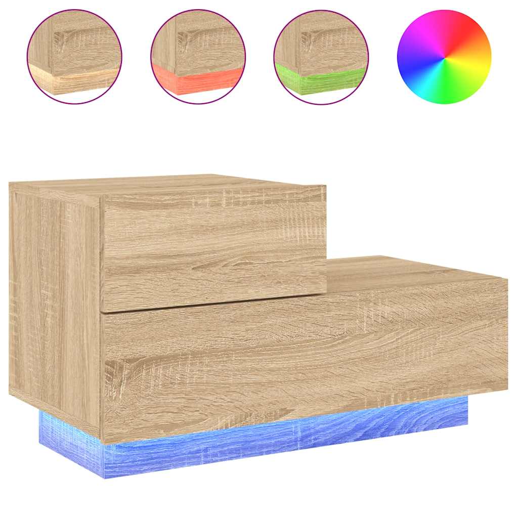 vidaXL Noční stolek s LED osvětlením dub sonoma 70 x 36 x 40,5 cm