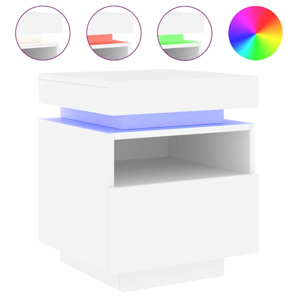 vidaXL &ouml;&ouml;kapp LED-tuledega, valge, 40 x 39 x 48,5 cm