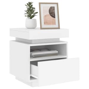 Noční stolek s LED osvětlením bílý 40 x 39 x 48,5 cm - obrázek 4