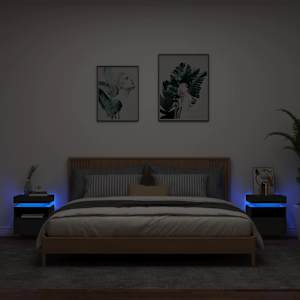 Noční stolky s LED osvětlením 2 ks černé 40 x 39 x 48,5 cm - obrázek 1