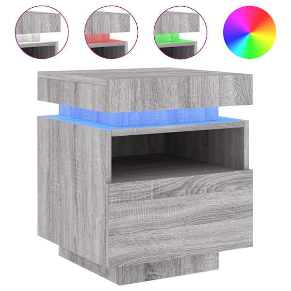 vidaXL &ouml;&ouml;kapp LED-tuledega, hall Sonoma tamm, 40 x 39 x 48,5 cm