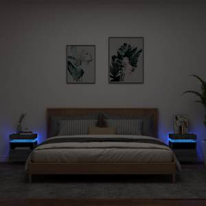 Nočna omarica z LED lučkami 2 kosa siva sonoma 40x39x48,5 cm