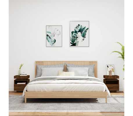 vidaXL Nachtkastjes met LED 2 st 40x39x48,5 cm bruin eikenkleur