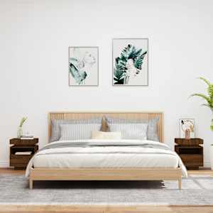 vidaXL Nachtkastjes met LED 2 st 40x39x48,5 cm bruin eikenkleur