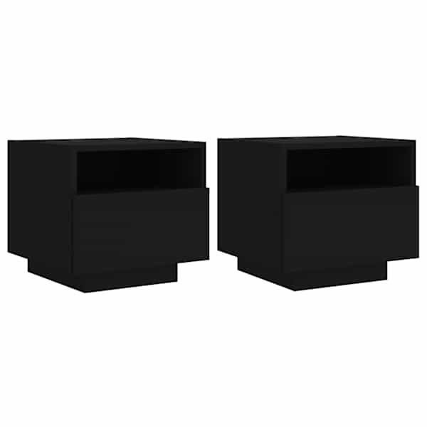vidaXL &ouml;&ouml;kapid LED-tuledega 2 tk, must, 40 x 39 x 37 cm