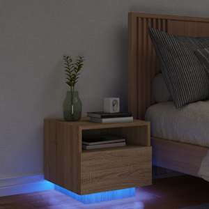 Noční stolek s LED osvětlením dub sonoma 40 x 39 x 37 cm - obrázek 1