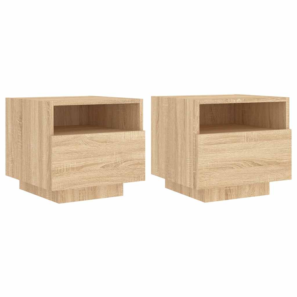vidaXL Noční stolky s LED osvětlením 2 ks dub sonoma 40 x 39 x 37 cm