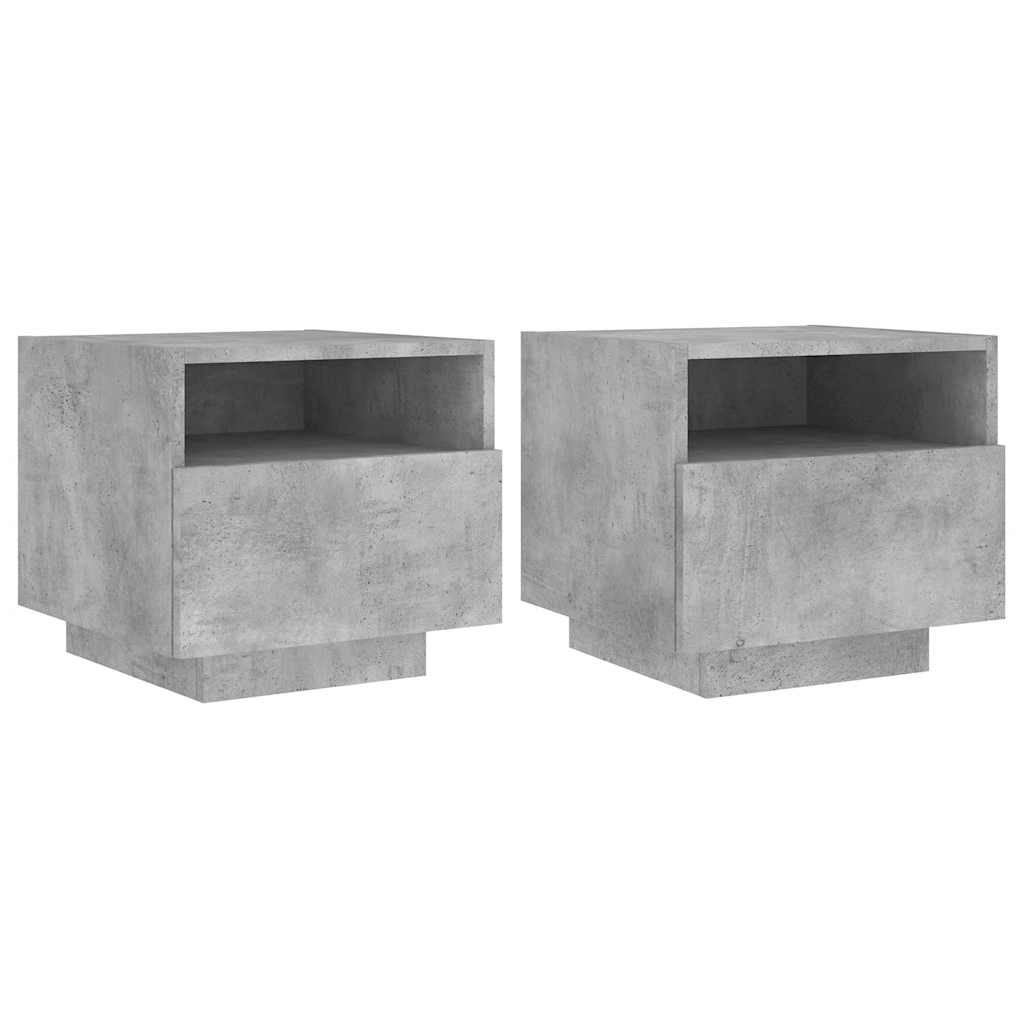 vidaXL Noční stolky s LED osvětlením 2 ks betonově šedé 40x39x37 cm
