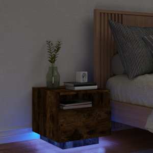 Noční stolek s LED osvětlením kouřový dub 40 x 39 x 37 cm - obrázek 1