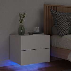 Nástěnný noční stolek s LED osvětlením bílý