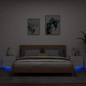 Nástěnné noční stolky s LED osvětlením 2 ks bílé - obrázek 1