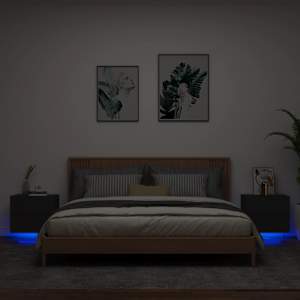 Nástěnné noční stolky s LED osvětlením 2 ks černé - obrázek 1
