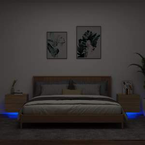 Nástěnné noční stolky s LED osvětlením 2 ks dub sonoma - obrázek 1