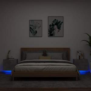 Nástěnné noční stolky s LED osvětlením 2 ks betonově šedé - obrázek 1