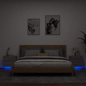 Nástěnné noční stolky s LED osvětlením 2 ks šedé sonoma - obrázek 1
