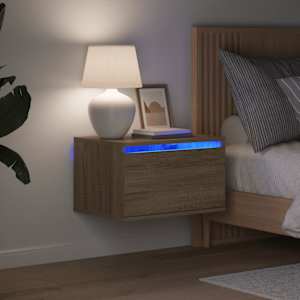 Nástěnné noční stolky s LED osvětlením 2 ks dub sonoma - obrázek 1