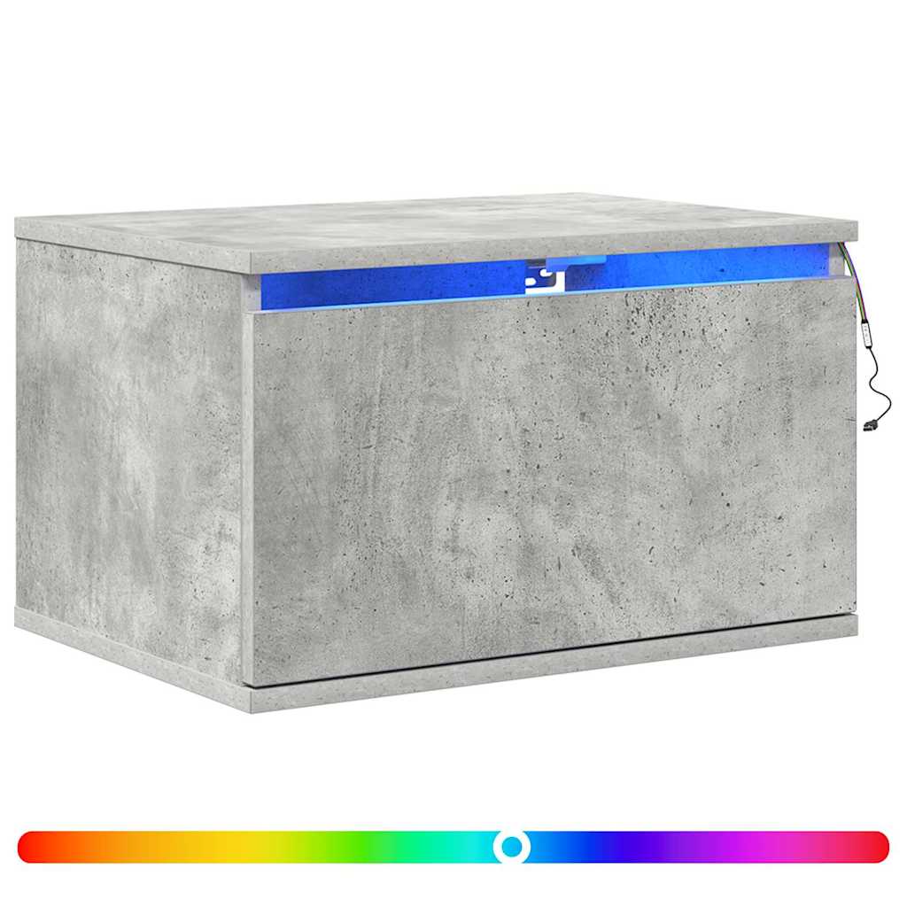 Thumbnail - vidaXL Wand-Nachttisch mit LED-Leuchten Betongrau