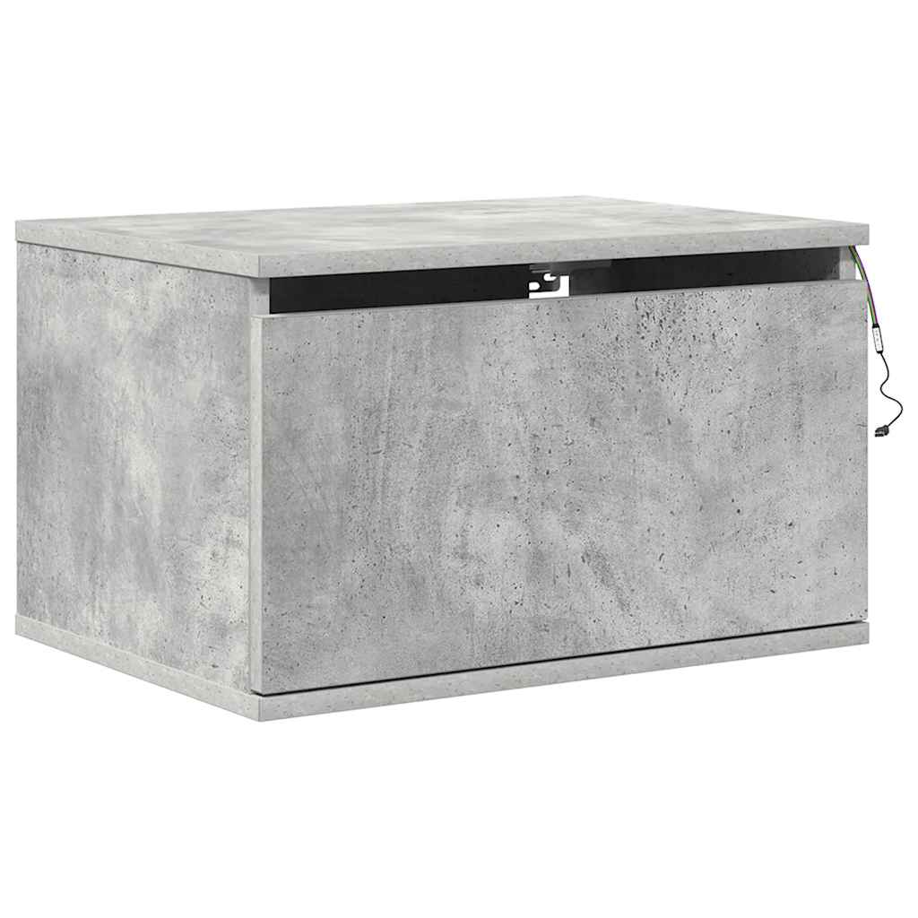 Thumbnail - vidaXL Wand-Nachttisch mit LED-Leuchten Betongrau