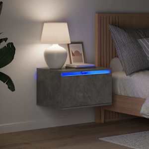 Nástěnné noční stolky s LED osvětlením 2 ks betonově šedé - obrázek 1