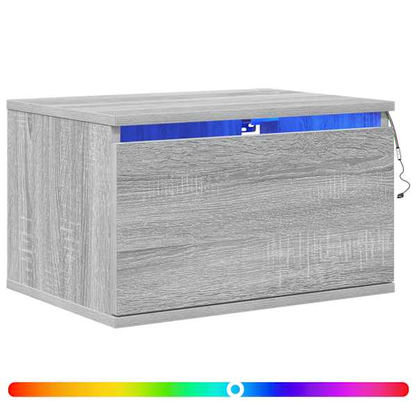 vidaXL seinale kinnitatav &ouml;&ouml;kapp LED-tuledega, hall Sonoma tamm
