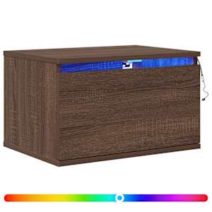 Nástěnné noční stolky s LED osvětlením 2 ks hnědý dub - obrázek 2