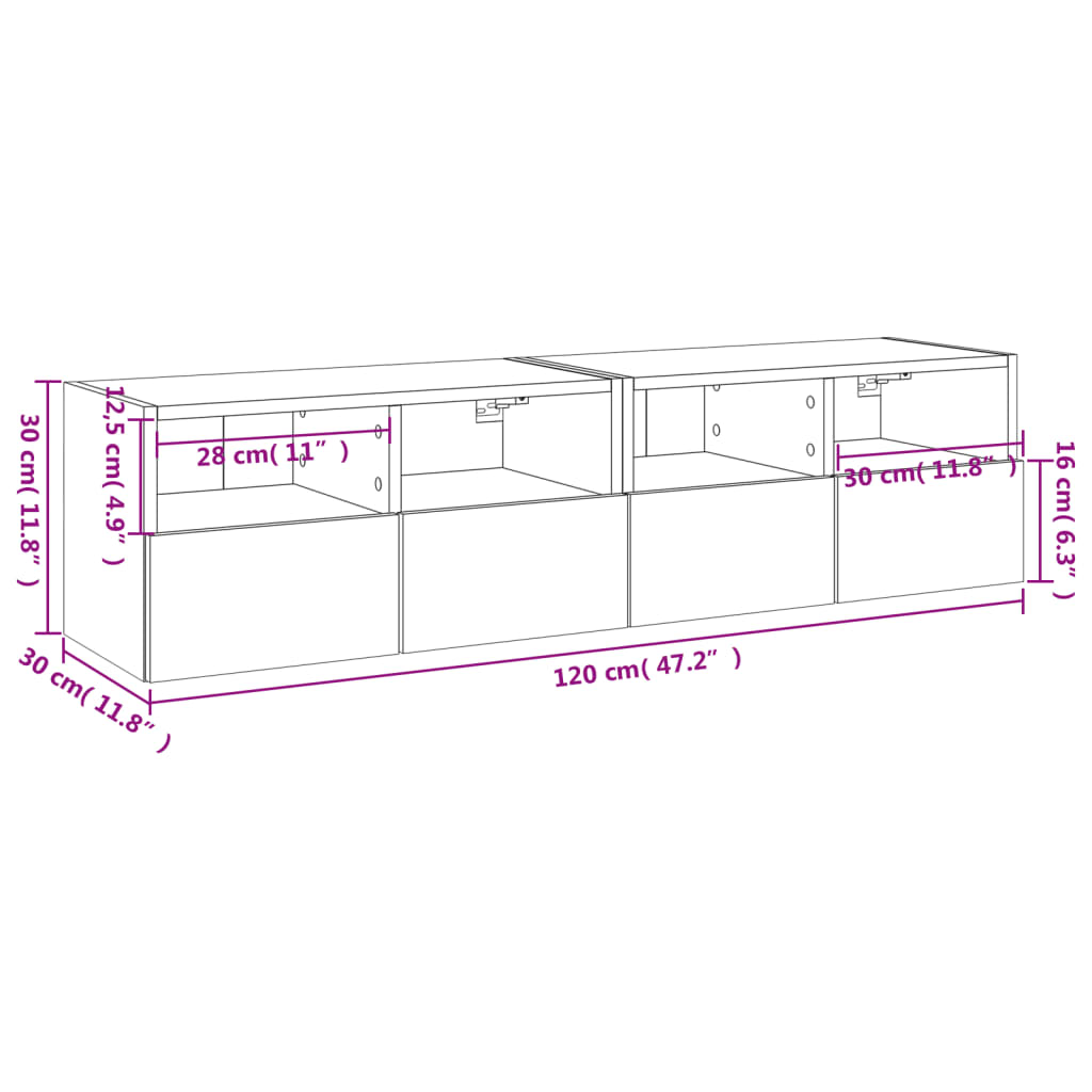 Nástěnné TV skříňky 2 ks bílé 60 x 30 x 30 cm kompozitní dřevo - obrázek 14