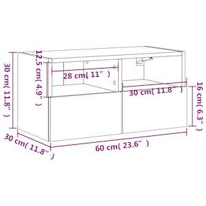 Nástěnná TV skříňka kouřový dub 60x30x30 cm kompozitní dřevo - obrázek 14