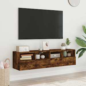 Nástěnné TV skříňky 2 ks kouřový dub 60 x 30 x 30 cm kompozit - obrázek 3