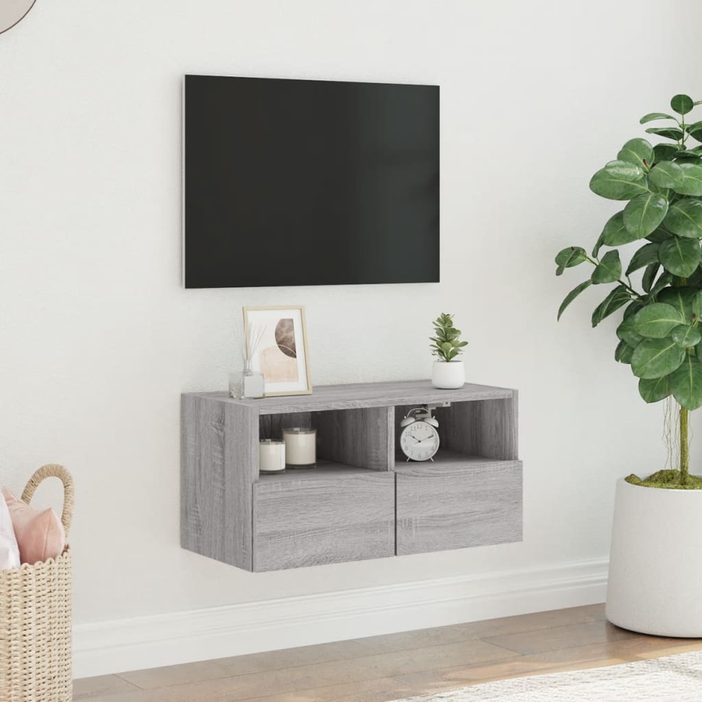 vidaXL Tv-wandmeubel 60x30x30 cm bewerkt hout grijs sonoma eikenkleur afbeelding