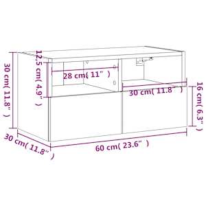 Nástěnná TV skříňka šedá sonoma 60x30x30 cm kompozitní dřevo - obrázek 14