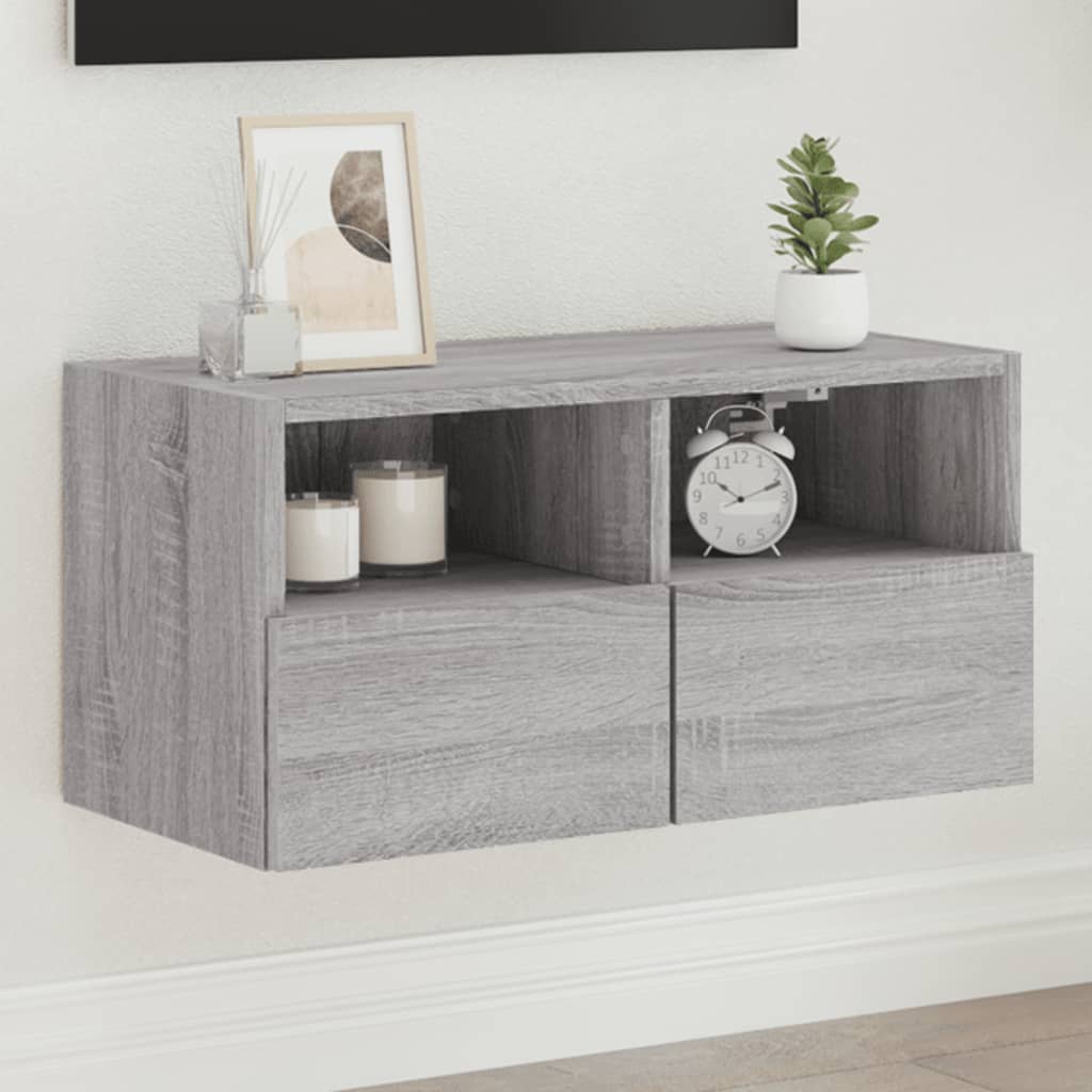 vidaXL TV-Wandschrank Grau Sonoma 60x30x30 cm Holzwerkstoff