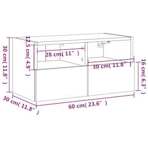 Nástěnná TV skříňka hnědý dub 60 x 30 x 30 cm kompozitní dřevo - obrázek 14