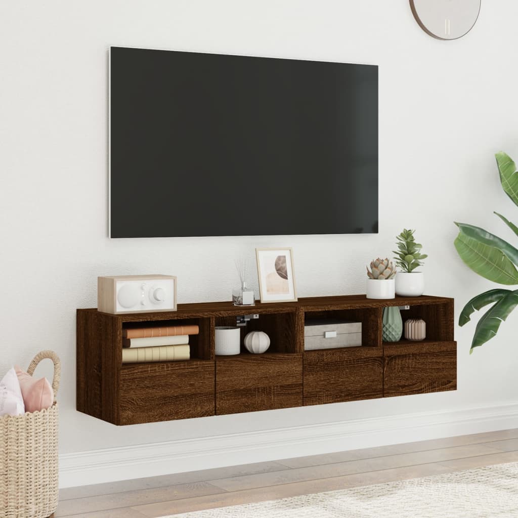 vidaXL Tv-wandmeubels 2 st 60x30x30 cm bewerkt hout bruin eikenkleur afbeelding