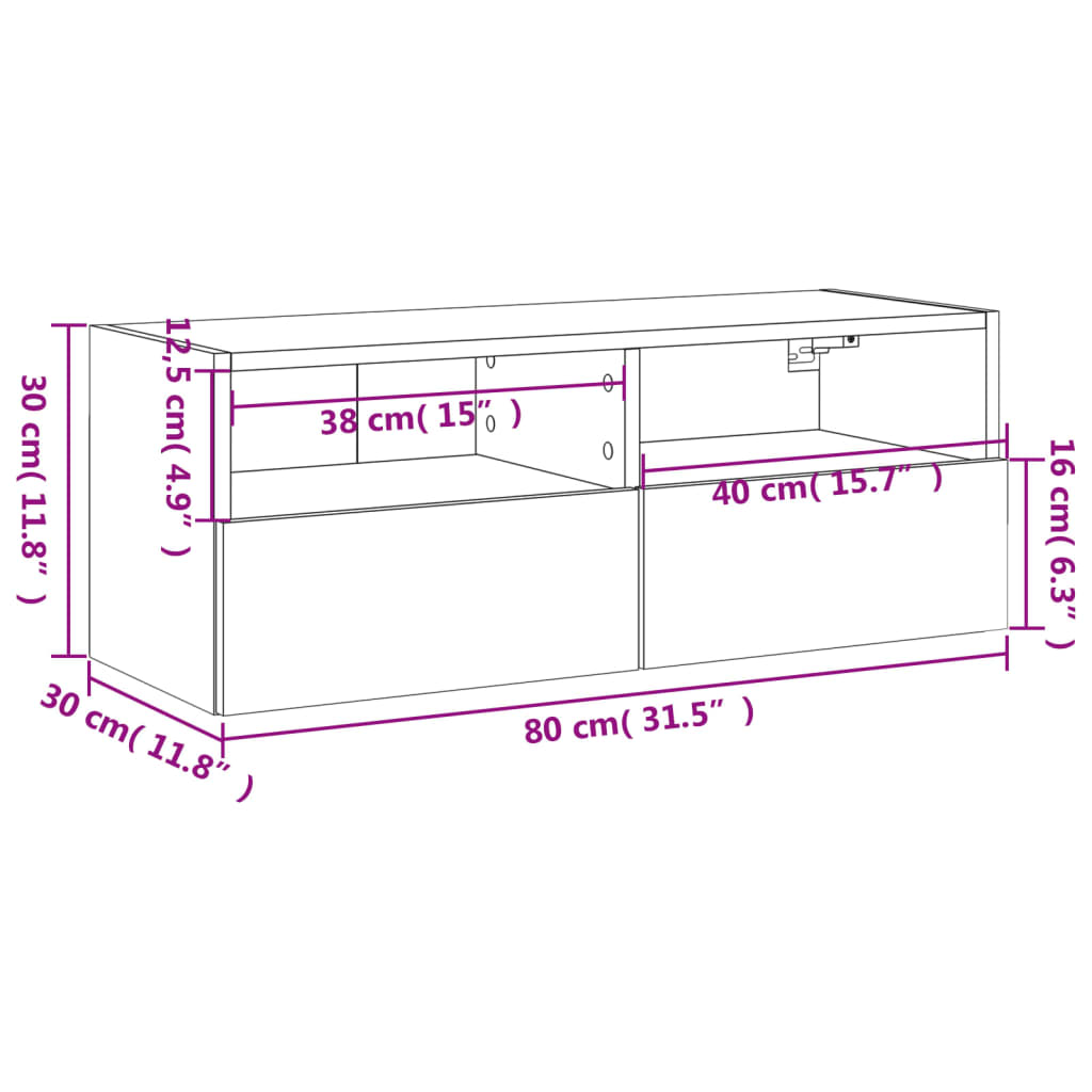 Nástěnná TV skříňka betonově šedá 80x30x30 cm kompozitní dřevo - obrázek 14