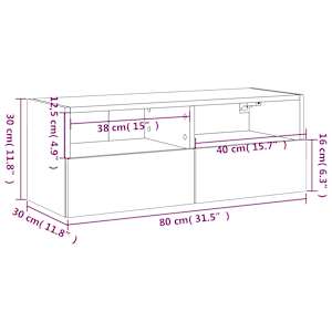 Nástěnná TV skříňka kouřový dub 80x30x30 cm kompozitní dřevo - obrázek 14