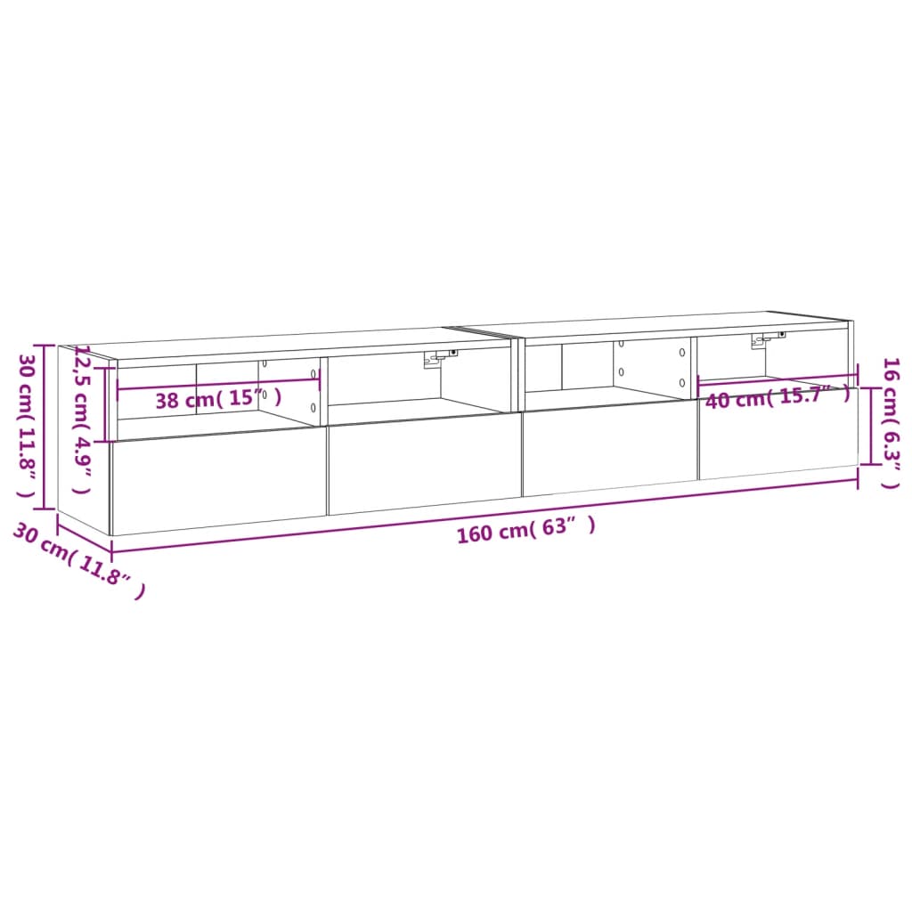 Nástěnné TV skříňky 2 ks kouřový dub 80 x 30 x 30 cm kompozit - obrázek 14