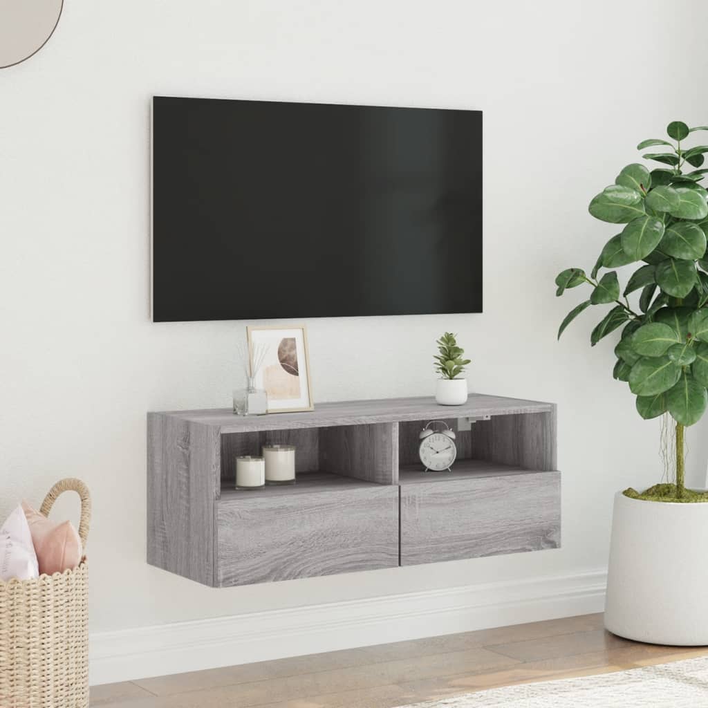 vidaXL Tv-wandmeubel 80x30x30 cm bewerkt hout grijs sonoma eikenkleur afbeelding