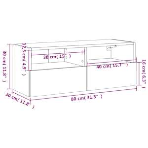 Nástěnná TV skříňka šedá sonoma 80x30x30 cm kompozitní dřevo - obrázek 14
