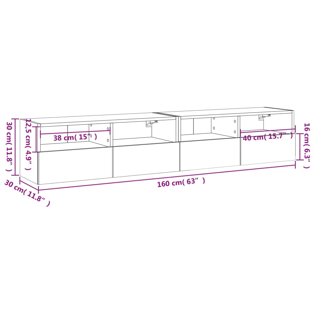 Nástěnné TV skříňky 2 ks šedé sonoma 80 x 30 x 30 cm kompozit - obrázek 14