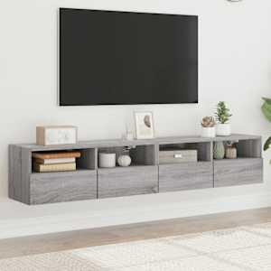 Stenska TV omarica 2 kosa siva sonoma 80x30x30 cm inž. les
