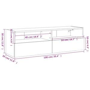 Nástěnná TV skříňka dub sonoma 100x30x30 cm kompozitní dřevo - obrázek 13