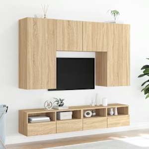 Nástěnná TV skříňka dub sonoma 100x30x30 cm kompozitní dřevo - obrázek 4