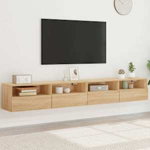 Stenske TV omarice 2 kosa sonoma hrast 100x30x30 cm inž. les