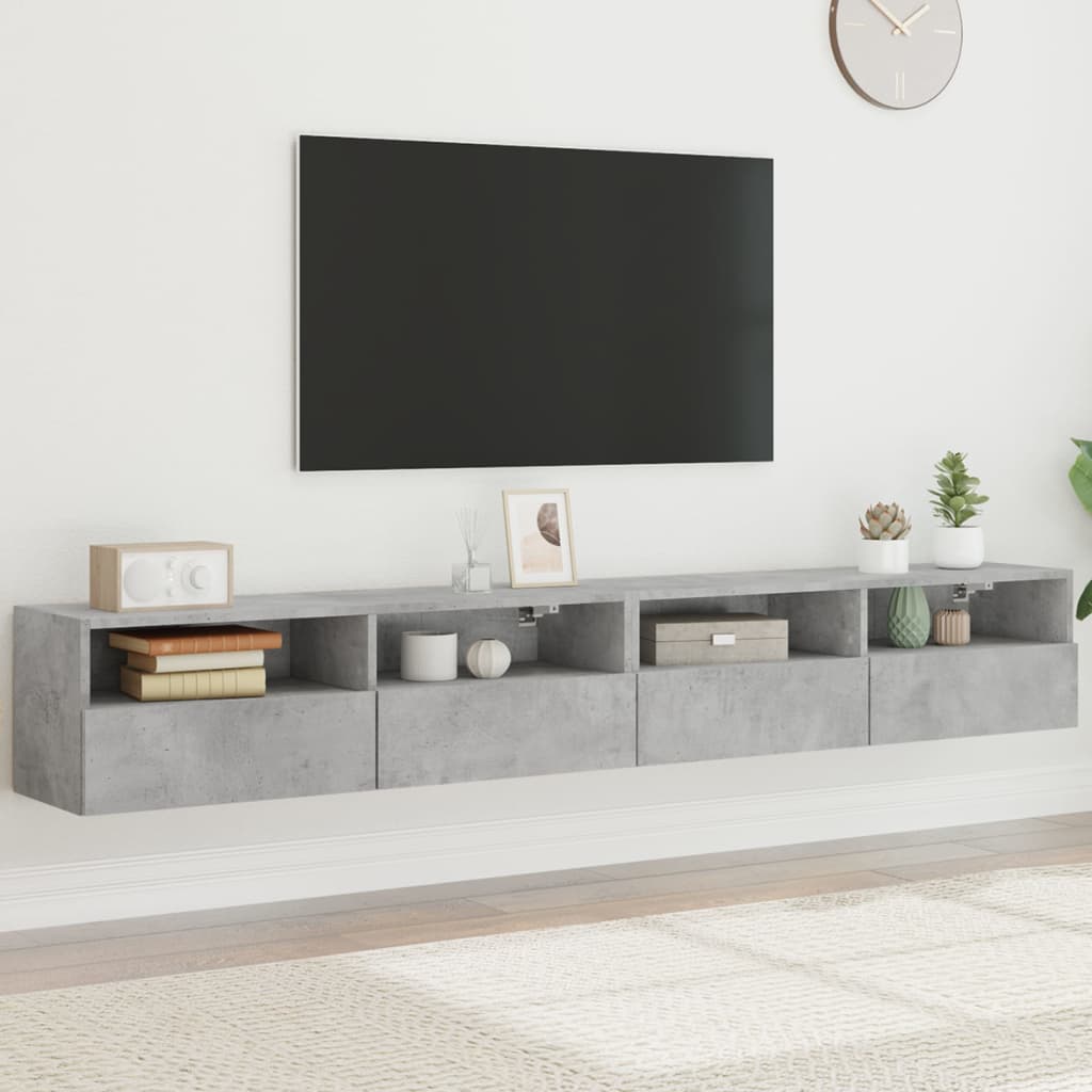vidaXL Comode TV de perete, 2 buc., gri beton, 100x30x30 cm, lemn