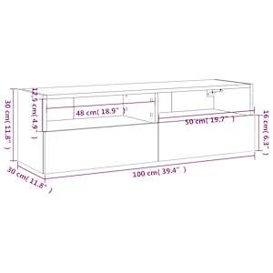 Nástěnná TV skříňka kouřový dub 100x30x30 cm kompozitní dřevo - obrázek 13