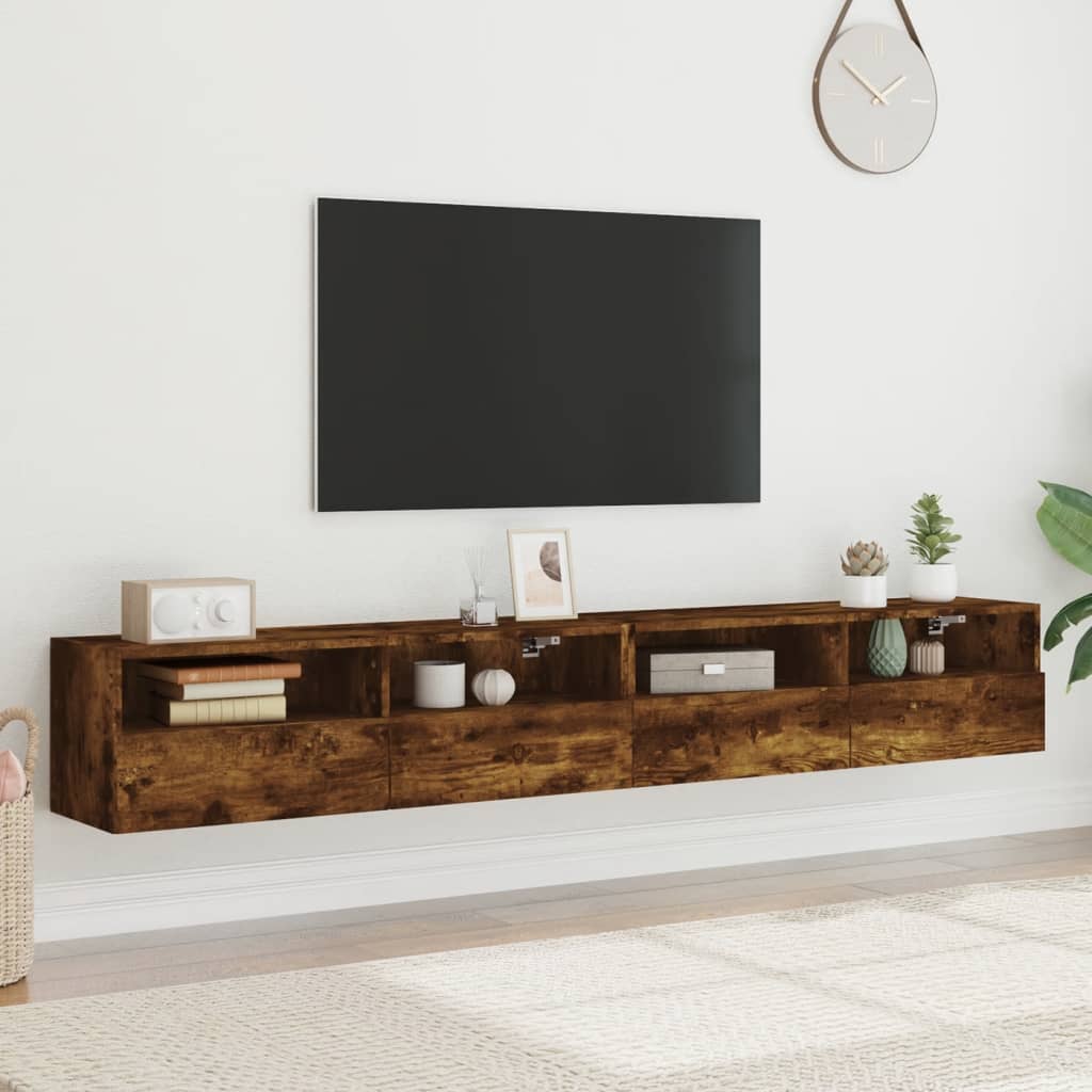 vidaXL TV-seinäkaappi 2 kpl savutammi 100x30x30 cm tekninen puu